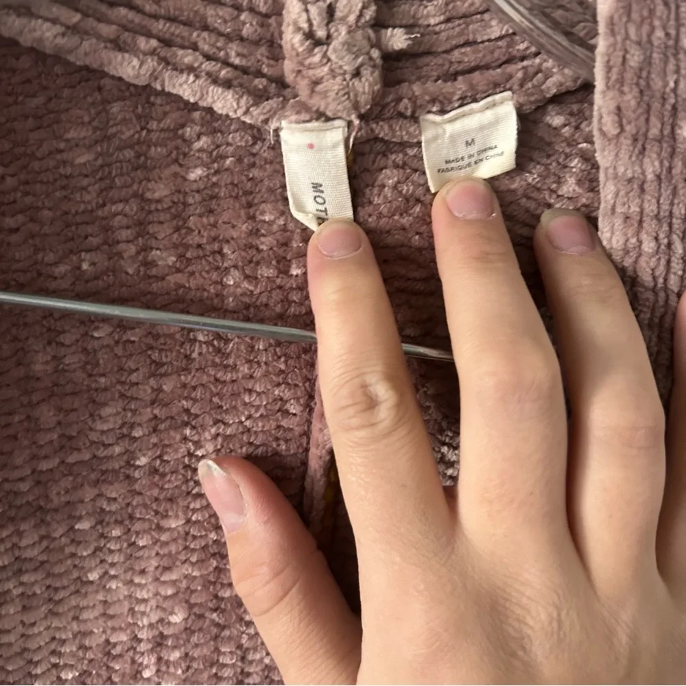 Moth Anthropologie Women’s M Cardigan Sweater Cozy Mauve Chenille Pockets Chunky - Picture 6 of 16